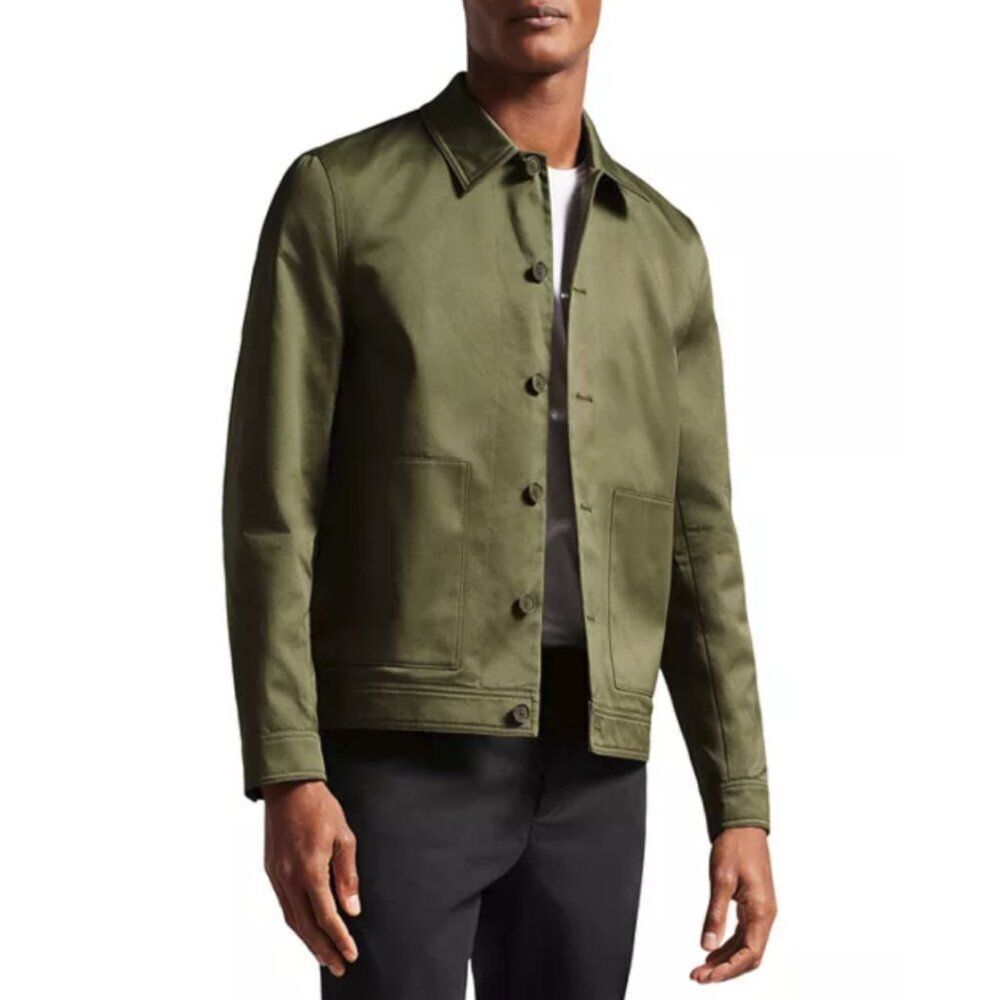 Ted Baker Lucian Slim Fit Cotton Sateen Chore Jacket - Olive Green | Ted Size 3